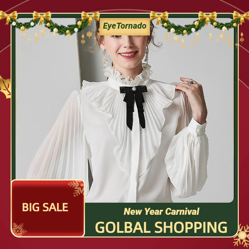 Lantern Sleeve Ruffled Women Blouse Spring Summer Stand Collar Sexy Perspective Silk Blouse Jumpsuit Elegant Solid Ladies Tops
Lantern Sleeve Ruffled Women Blouse Spring Summer Stand Collar Sexy Perspective Silk Blouse Jumpsuit Elegant Solid Ladies Tops