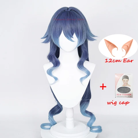Парик для косплея Genshin Impact Layla, длинный, серый, синий, искусственный, предварительно стилизованный парик для косплея аниме, термостойкий синтетический парик Layla