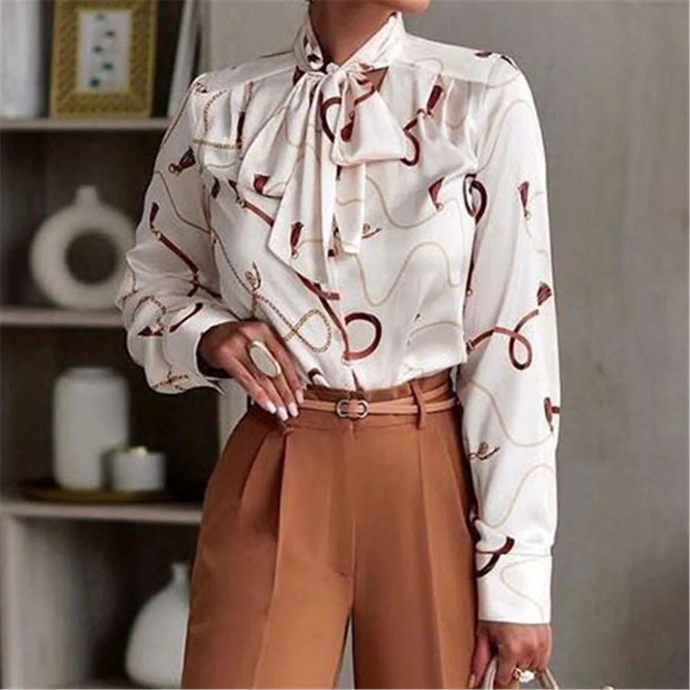 Women's Blouse V Neck Temperament Fashion Print Slim Shirt White Ruffle Top Autumn Spring New Fashion 2022 Ladies Tops
Women's Blouse V Neck Temperament Fashion Print Slim Shirt White Ruffle Top Autumn Spring New Fashion 2022 Ladies Tops