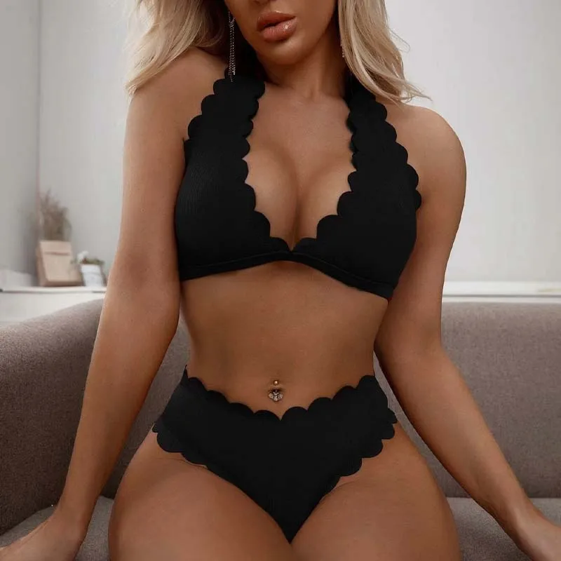 Solid Two Pieces Bikini Set Woman 2022 New Ruffle Swimsuit High Waist Swimwear Halter Biquini Beachwear Bathing Suit Summer
Solid Two Pieces Bikini Set Woman 2022 New Ruffle Swimsuit High Waist Swimwear Halter Biquini Beachwear Bathing Suit Summer