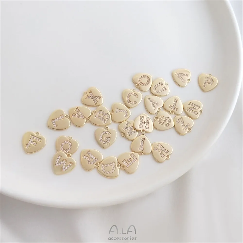 Micro-inlaid zircon 14K gold retaining color 26 letters peach heart tag DIY bracelet necklace pendant ornaments pendant
Micro-inlaid zircon 14K gold retaining color 26 letters peach heart tag DIY bracelet necklace pendant ornaments pendant