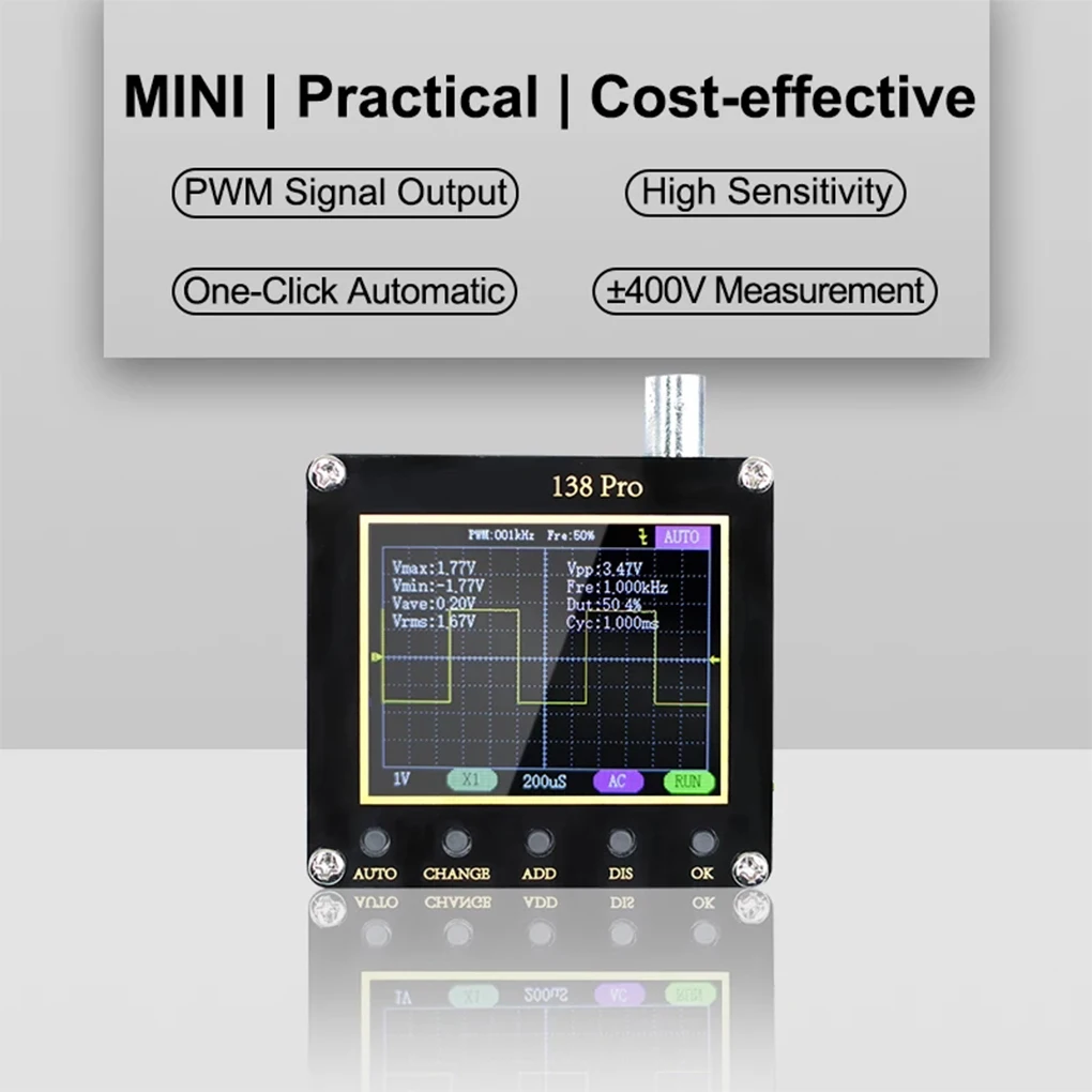 Handheld Digital Oscilloscope 200Khz Square Wave Output Oscilloscopes Voltage Measuring Device Button Operation Basic
Handheld Digital Oscilloscope 200Khz Square Wave Output Oscilloscopes Voltage Measuring Device Button Operation Basic