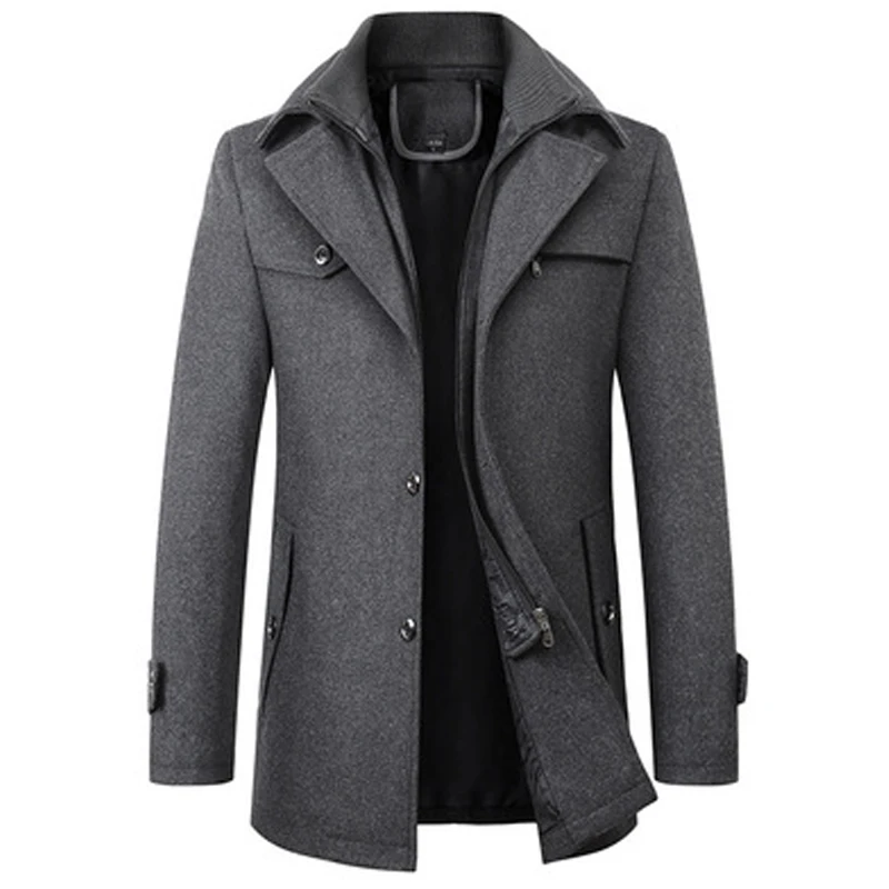 

Men Winter Wool Coat 2020 Men's New Casual Brand Solid Color Wool Blends Woolen Pea Coat Male Trench Coat Overcoat