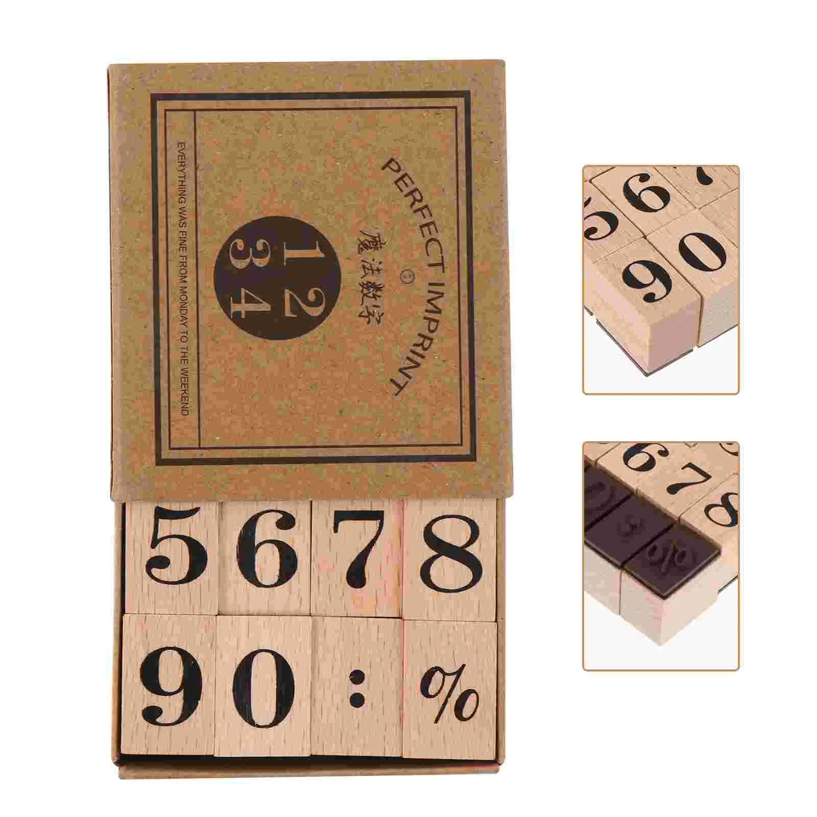 

Wooden Stamp Set DIY Planner Craft Stamps Numbers Scrapbook Seal Arabic Numerals Alphabet Kids
