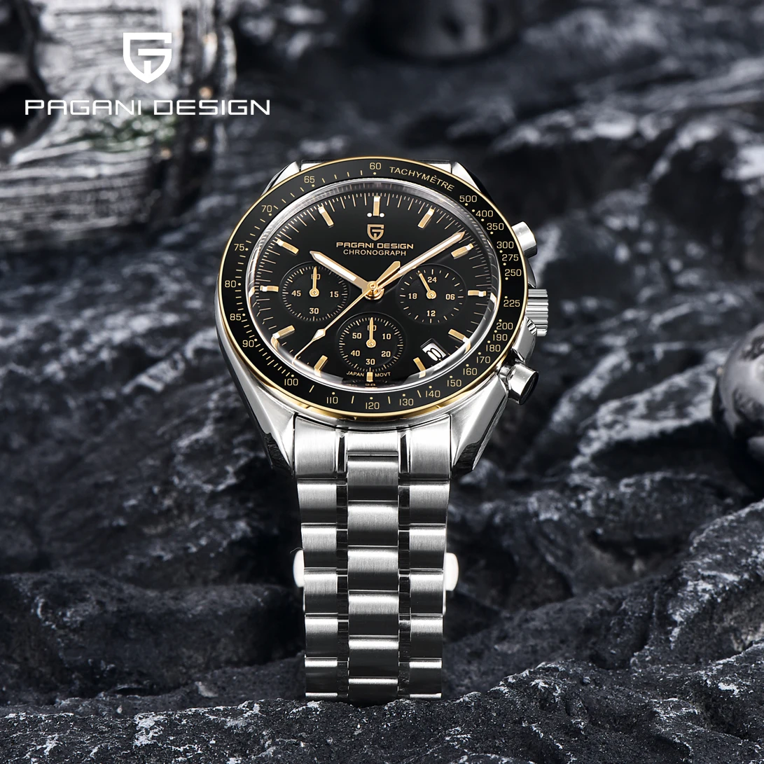 Часы PAGANI Design Moon кварцевые часы аналоговые Мужские с хронографом Япония VK63