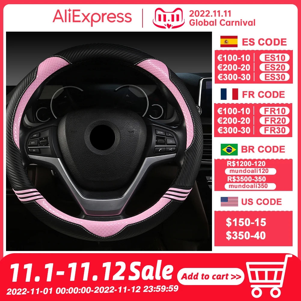 Car Steering Wheel Cover Fine Carbon Fiber Artificial Leather Steering Covers Suitable 37-38cm Auto Decoration Accessories
Car Steering Wheel Cover Fine Carbon Fiber Artificial Leather Steering Covers Suitable 37-38cm Auto Decoration Accessories