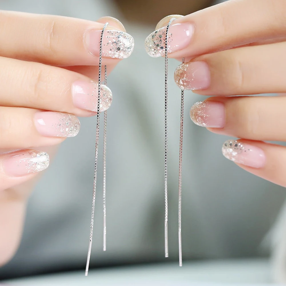 A Pair Silver Color Earrings Fashion Simple Long Tassel Line Ear Chain Earring Wild Personality Female Silver Color Ear Jewelry
A Pair Silver Color Earrings Fashion Simple Long Tassel Line Ear Chain Earring Wild Personality Female Silver Color Ear Jewelry