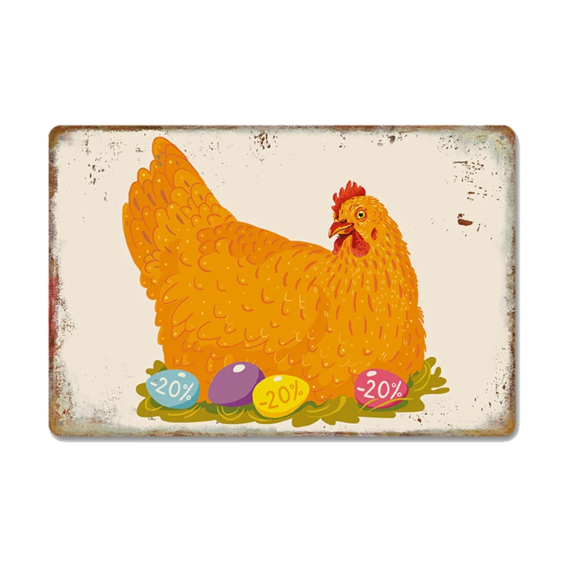 Chickens Tin Signs Metal Vintage Poster Rooster Hens Eggs Retro Plaque Wall Stickers Painting for Farm Door Home Decor
Chickens Tin Signs Metal Vintage Poster Rooster Hens Eggs Retro Plaque Wall Stickers Painting for Farm Door Home Decor