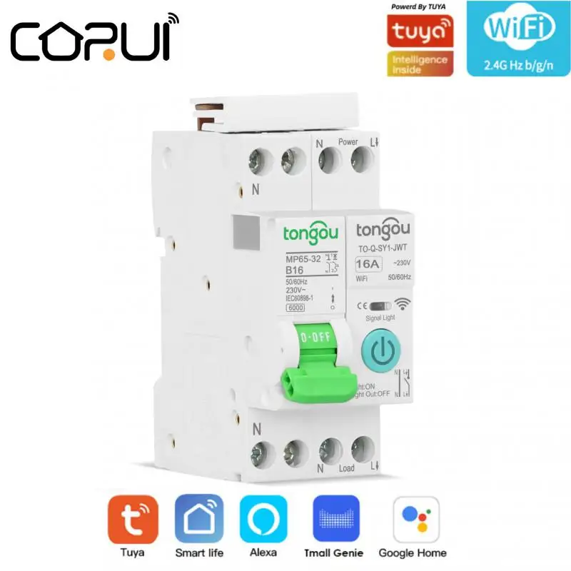 Умный автоматический выключатель TUYA Wi-Fi 1P 32 А, DIN-рейка для умного дома, беспроводной воздушный выключатель, дистанционное управление с Google Home, Alexa, Ynadex 
Умный автоматический выключатель TUYA Wi-Fi 1P 32 А, DIN-рейка для умного дома, беспроводной воздушный выключатель, дистанционное управление с Google Home, Alexa, Ynadex