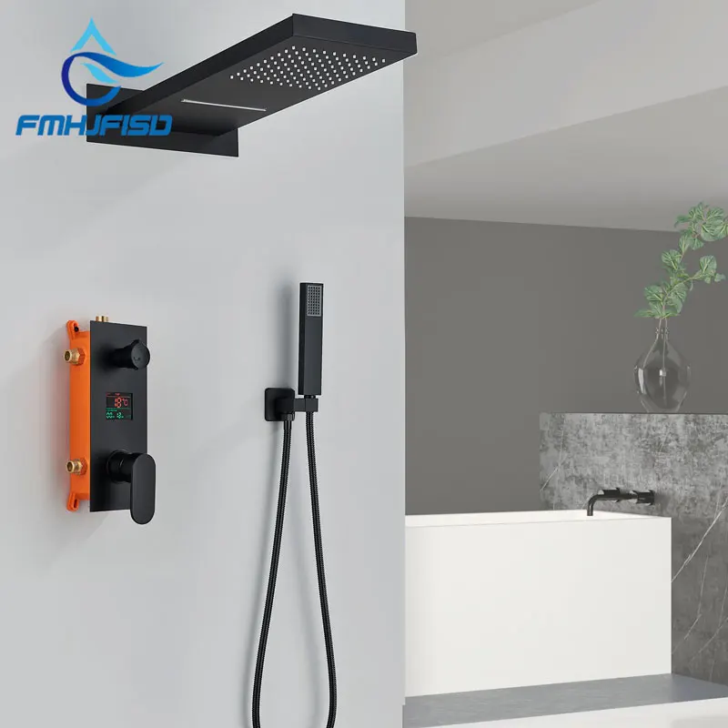Thermostatic Disply Shower Set Hot Cold Mixer Tap Wall Mount Rainfall WaterFall Shower Head Single Handle
Thermostatic Disply Shower Set Hot Cold Mixer Tap Wall Mount Rainfall WaterFall Shower Head Single Handle