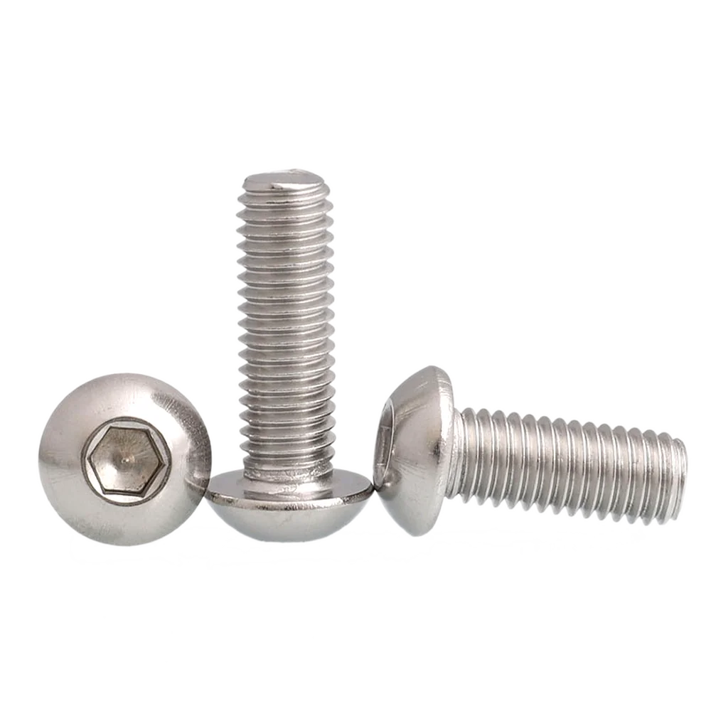 

50pcs Mushroom Half Round Head Screw M3 Allen Bolt Hexagon Socket Hex Head Bolt GB70.2 A2 304 Stainless Steel L=4-18mm