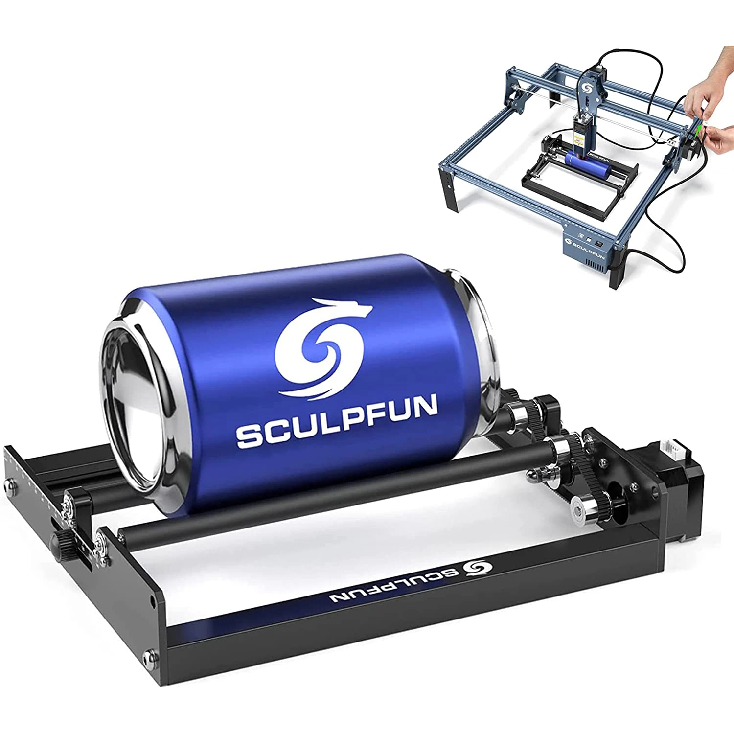 

Лазерный роторный ролик SCULPFUN, лазерный гравер, Y-ось, вращение на 360 °, для 6-150 мм, диаметр гравировки, цилиндрические предметы, банки