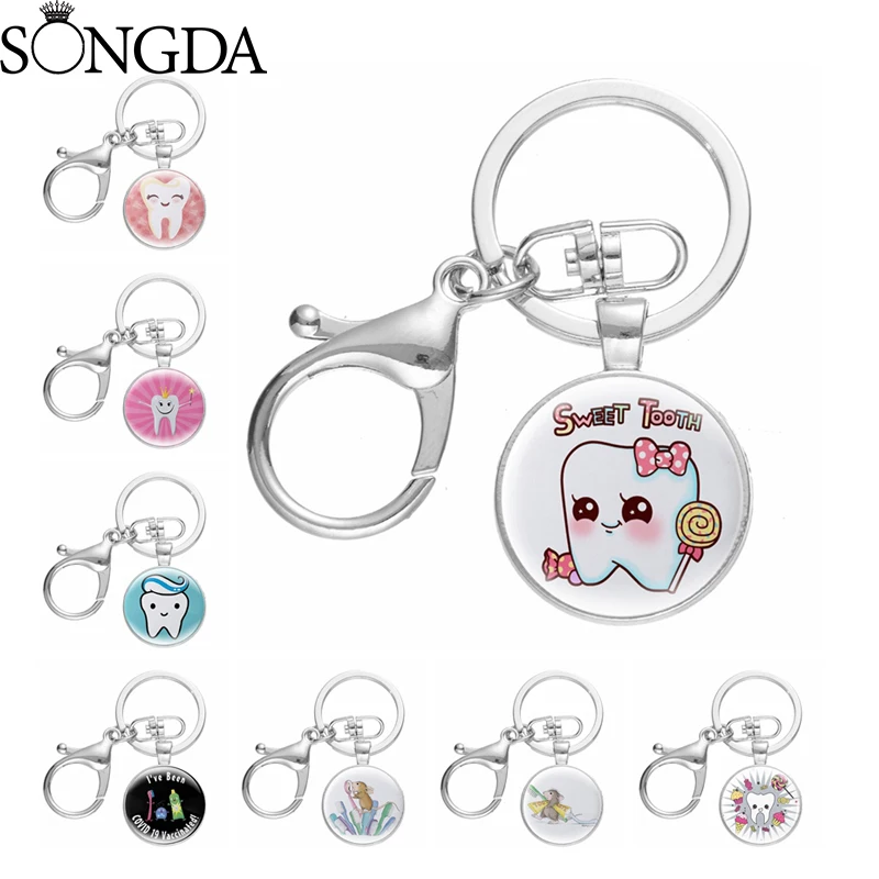 New I Love Tooth Keychain Cute Cartoon Teeth Pattern Dentist Medal Round Glass Dome Lobster Clasp Buckle Keyring Souvenir Gifts
New I Love Tooth Keychain Cute Cartoon Teeth Pattern Dentist Medal Round Glass Dome Lobster Clasp Buckle Keyring Souvenir Gifts