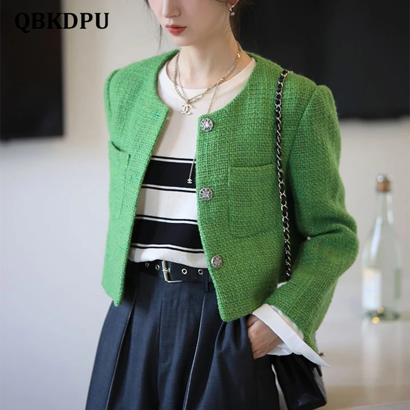 Green Elegant Cropped Tweed Jacket Women Spring Autumn Korean Fashion Round Neck Short Coat Luxury Design Chaqueta De Mujer 2022
Green Elegant Cropped Tweed Jacket Women Spring Autumn Korean Fashion Round Neck Short Coat Luxury Design Chaqueta De Mujer 2022
