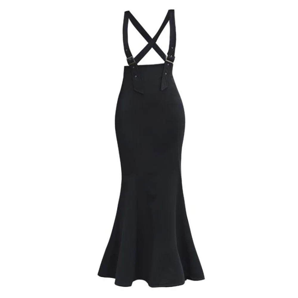 Women's High Waist Long Skirts Vintage Mermaid Suspender Skirt Black Package Hip Slim Tight Fishtail Office Lady Straps Skirt
Women's High Waist Long Skirts Vintage Mermaid Suspender Skirt Black Package Hip Slim Tight Fishtail Office Lady Straps Skirt
