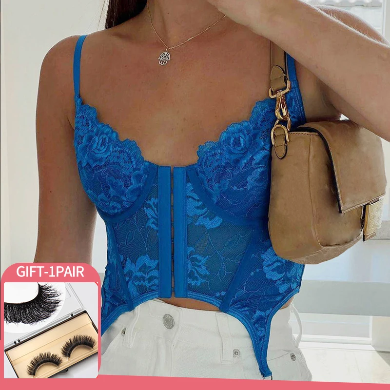 2022 Tank Tops Harajuku Solid Blue Shirts Clubwear Woomen Sexy Backless Cropped Corset Shirts Lace Floral Y2K Chic Bodycon
2022 Tank Tops Harajuku Solid Blue Shirts Clubwear Woomen Sexy Backless Cropped Corset Shirts Lace Floral Y2K Chic Bodycon