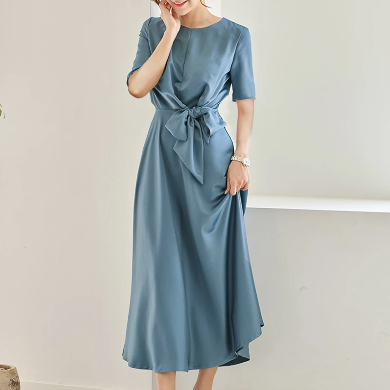 French Temperament Elegant Lace Up Bow Midi Dress For Women Office OL Slim Femme Fashion Party Dress Clothing Vestidos 2022 New 
French Temperament Elegant Lace Up Bow Midi Dress For Women Office OL Slim Femme Fashion Party Dress Clothing Vestidos 2022 New