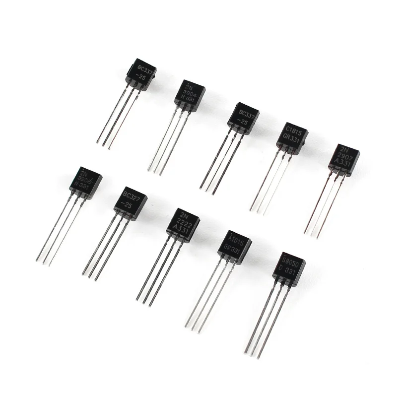 

TO-92 Triode Transistor Set BC337 BC327 2N2222 2N2907 2N3904 2N3906 S8050 S8550 A1015 C1815 NPN PNP Transistors 10 Values*10 Pcs