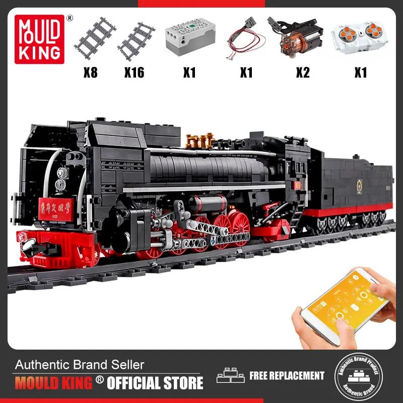 MOULD KING 12003 Train Building Kits Technical RC Electric Railway Track QJ Steam Locomotive Train Kids Bricks Toys Xmas Gifts 
MOULD KING 12003 Train Building Kits Technical RC Electric Railway Track QJ Steam Locomotive Train Kids Bricks Toys Xmas Gifts