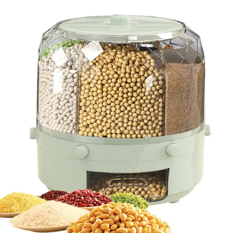 Rotating Grid Rice Bucket 6 Grids Rice Food Bucket Dispenser 360-Degree Rotating Cutlery Racks Cabinets Storage For Kitchen
Rotating Grid Rice Bucket 6 Grids Rice Food Bucket Dispenser 360-Degree Rotating Cutlery Racks Cabinets Storage For Kitchen