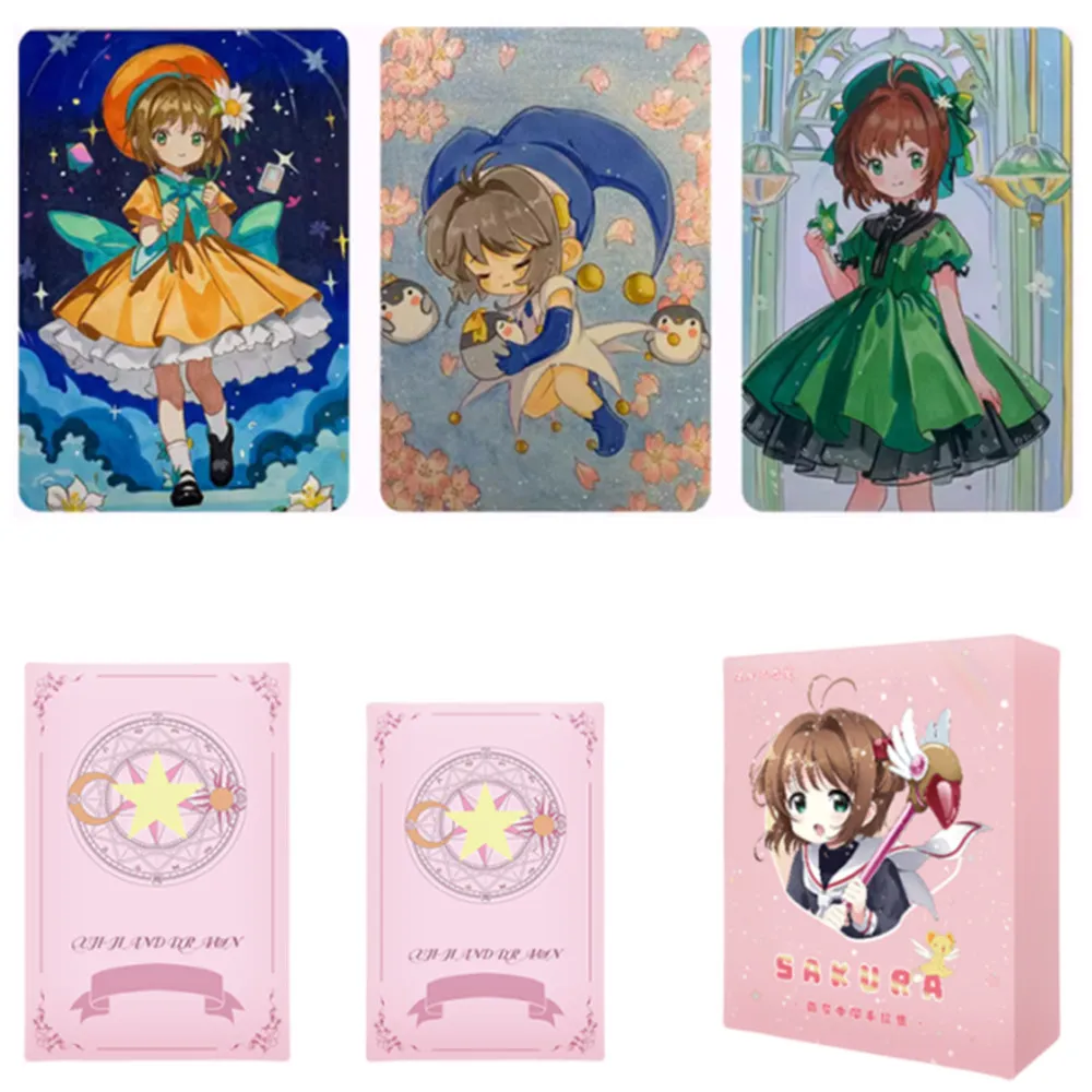 

Anime Cardcaptor Sakura Original Hand Painted Collection Card KINOMOTO SAKURA LI SYAORAN CERBERUS Rare CP Q Version HIT 3D Card