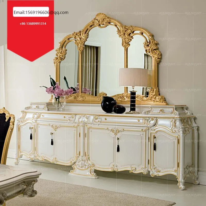 

Итальянская мебель в европейском стиле, роскошные боковые панели из массива дерева, барокко, белые боковые шкафчики для ресторанов
