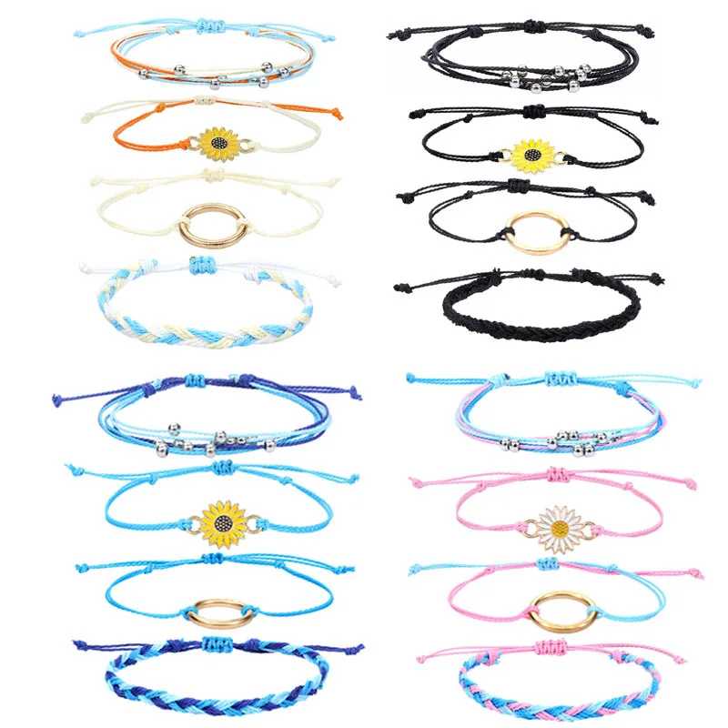 4pcs/set Sunflower Bracelet Daisy Adjustable Woven Bracelet Ladies Bangle Vintage Jewelry Couple Lucky Friendship Wholesale 
4pcs/set Sunflower Bracelet Daisy Adjustable Woven Bracelet Ladies Bangle Vintage Jewelry Couple Lucky Friendship Wholesale