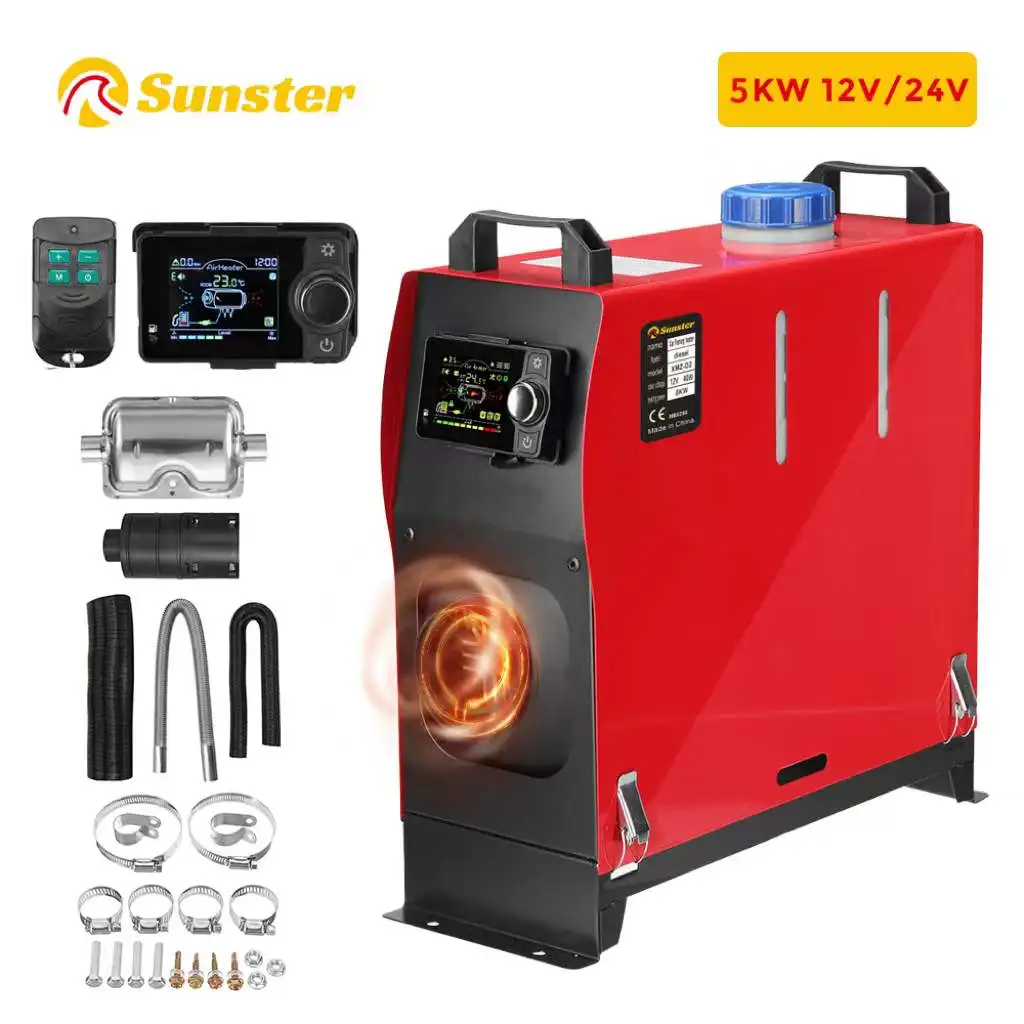 Sunster 5KW Diesel Air Heater All in One 12V&24V Universal Car Parking Heater LCD bluetooth APP Remote Control Voice Broadcast
Sunster 5KW Diesel Air Heater All in One 12V&24V Universal Car Parking Heater LCD bluetooth APP Remote Control Voice Broadcast