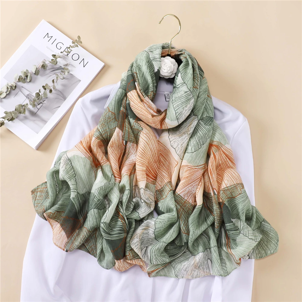 Designer Brand Women Scarf High Quality Ginkgo biloba Print Scarves Spring Autumn Warm Shawls and Wraps Beach Stoles Bandana
Designer Brand Women Scarf High Quality Ginkgo biloba Print Scarves Spring Autumn Warm Shawls and Wraps Beach Stoles Bandana
