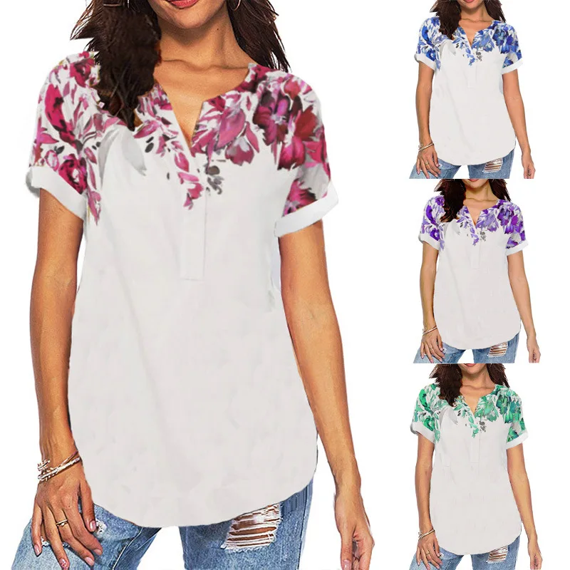 Hot Selling Women Clothing Summer New European and American Women's Tops Flower Print Short Sleeve T-shirt Women Ropa Aesthetic
Hot Selling Women Clothing Summer New European and American Women's Tops Flower Print Short Sleeve T-shirt Women Ropa Aesthetic
