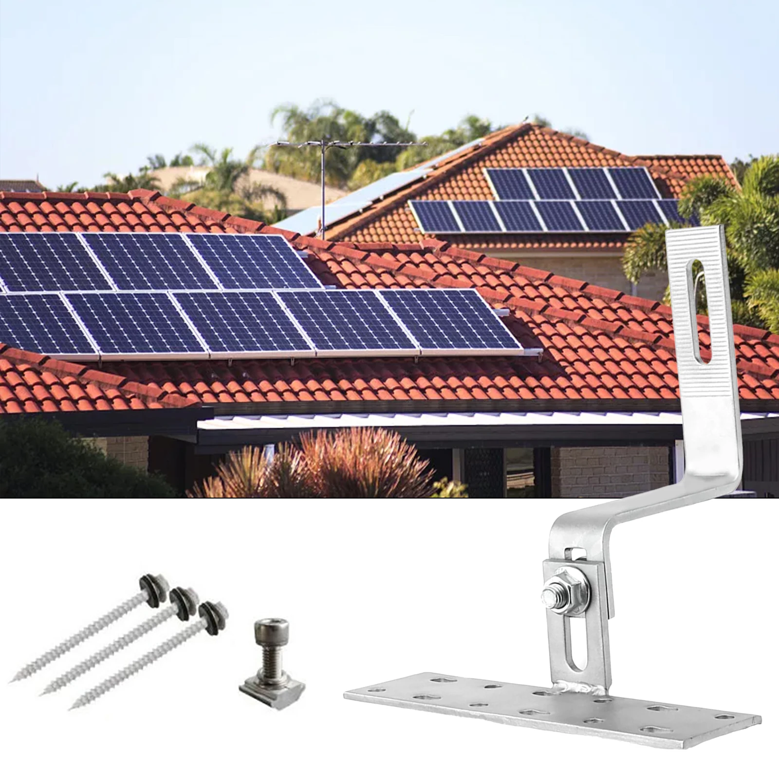 Solar Panel Hook Stainless Steel Adjustable Roof Hook Photovoltaic Bracket Rail Solar Panel System Mounting Accessories
Solar Panel Hook Stainless Steel Adjustable Roof Hook Photovoltaic Bracket Rail Solar Panel System Mounting Accessories