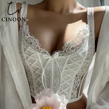 CINOON Sexy Lace Bra for Women Wire Free Vest Underwear Sweet Female Wedding Bralette French Corset Bras Embroidery Lingerie