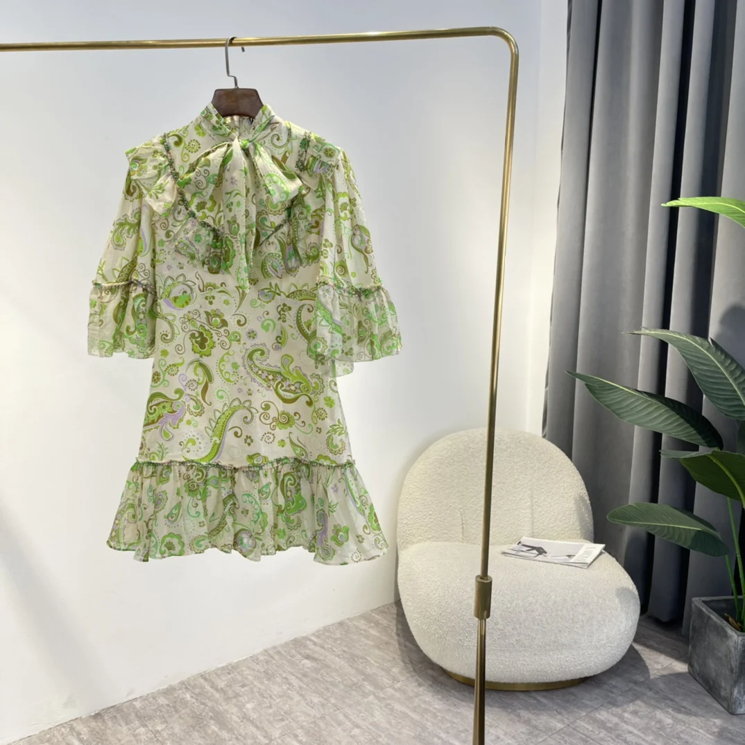 Special Design 2023 Latest Spring Summer Ladies Elegant Top Quality Linen Green Paisley Print Frill Women Casual Dresses
Special Design 2023 Latest Spring Summer Ladies Elegant Top Quality Linen Green Paisley Print Frill Women Casual Dresses