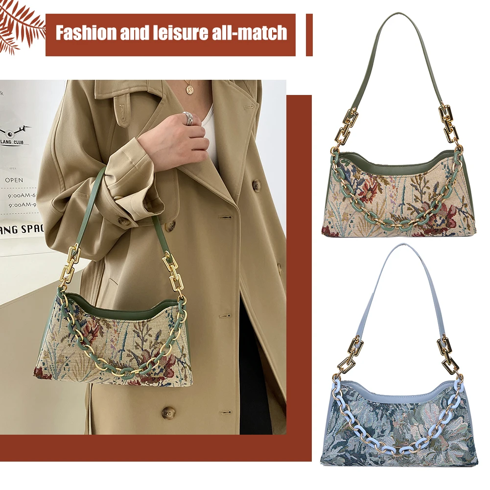 Women Fashion Oil Painting Printed Shoulder Underarm Bag Casual Ladies Thick Chian Purse Phone Bolsos Handbags Top-Handle Bag
Women Fashion Oil Painting Printed Shoulder Underarm Bag Casual Ladies Thick Chian Purse Phone Bolsos Handbags Top-Handle Bag