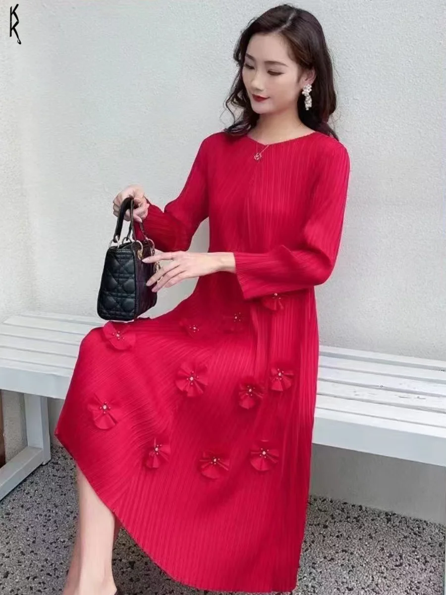Miyake Pleated Solid Color Dress 3D Three-dimensional Flower Long-sleeved Women's Dress Simple Design Temperament Elegant Summer
Miyake Pleated Solid Color Dress 3D Three-dimensional Flower Long-sleeved Women's Dress Simple Design Temperament Elegant Summer