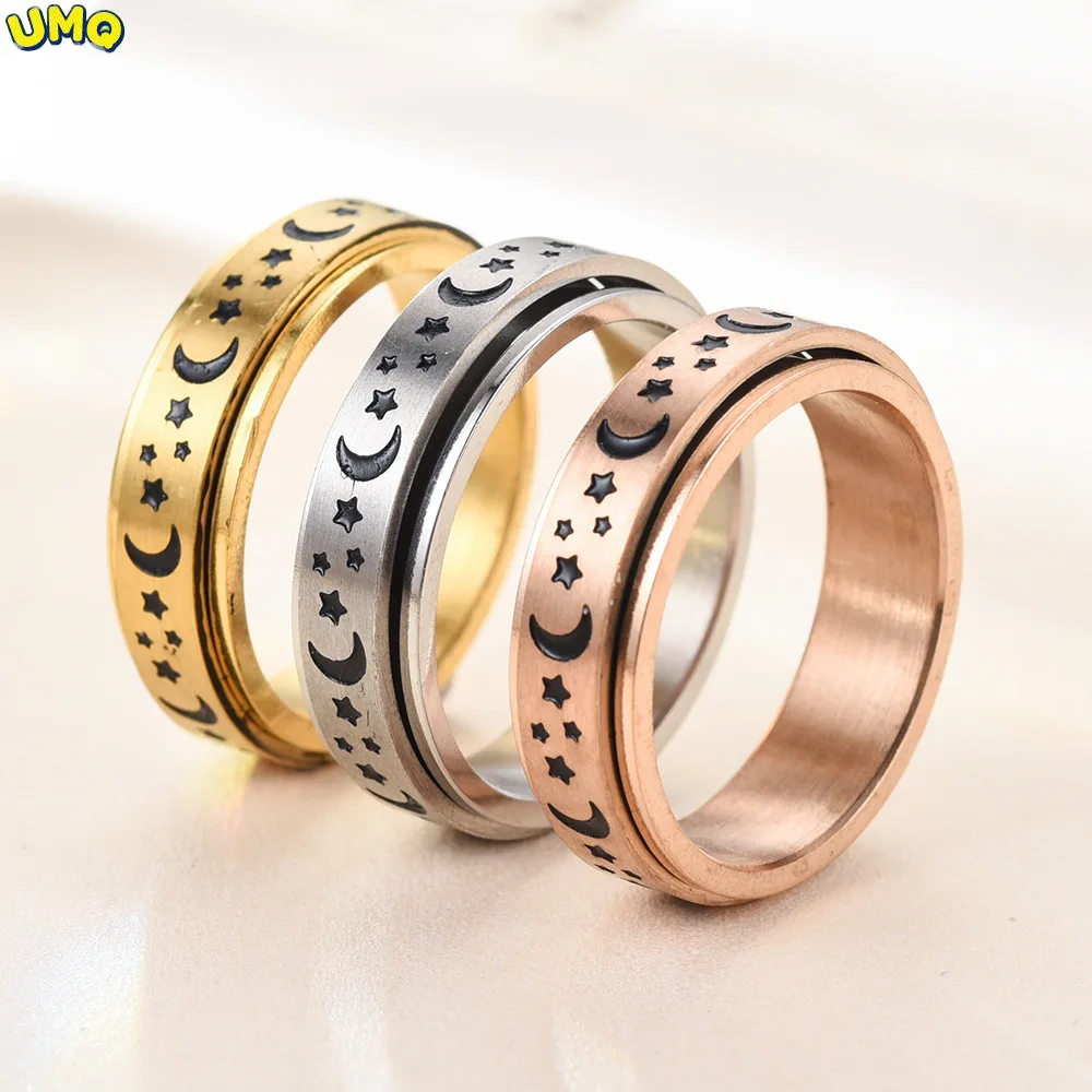 Fashion New Titanium Steel Star Moon Rotation Ring Fashion Decompression Stainless Steel Couple Jewelry Gifts
Fashion New Titanium Steel Star Moon Rotation Ring Fashion Decompression Stainless Steel Couple Jewelry Gifts