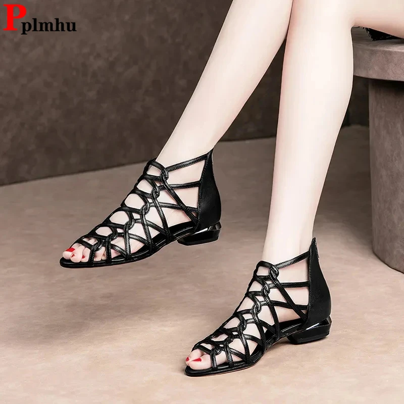 Pu Leather Women Roman Sandals Pointed Hollow Peep Toe Flat Sandalias Non-slip Shoes Fashion Summer Design Vintage Zapatos 2023
Pu Leather Women Roman Sandals Pointed Hollow Peep Toe Flat Sandalias Non-slip Shoes Fashion Summer Design Vintage Zapatos 2023
