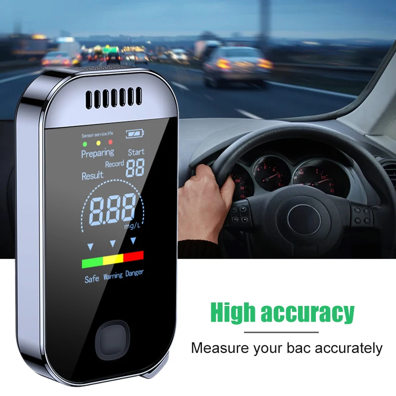 Breathalyzer USB Rechargeable 0.000~0.199% BAC Portable Breath Alcohol Tester 50 Group Records With Light&Color LCD Display
Breathalyzer USB Rechargeable 0.000~0.199% BAC Portable Breath Alcohol Tester 50 Group Records With Light&Color LCD Display