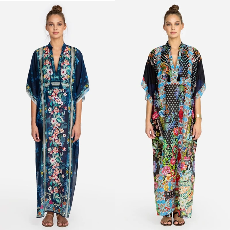 Rococo Style Floral Maxi Dress Exquisite Flowers Pattern Summer Lace-Up V-Neck Kaftan Beach Cover Up Flowy Tunic Garden Vestidos
Rococo Style Floral Maxi Dress Exquisite Flowers Pattern Summer Lace-Up V-Neck Kaftan Beach Cover Up Flowy Tunic Garden Vestidos