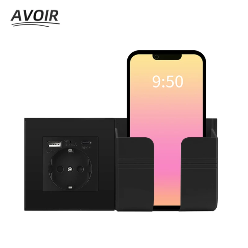 Avoir Black Wall Power Socket EU Standard Plug Type C USB Charging Outlet 86 Type Plastic Panel Available For iPhone And Android
Avoir Black Wall Power Socket EU Standard Plug Type C USB Charging Outlet 86 Type Plastic Panel Available For iPhone And Android