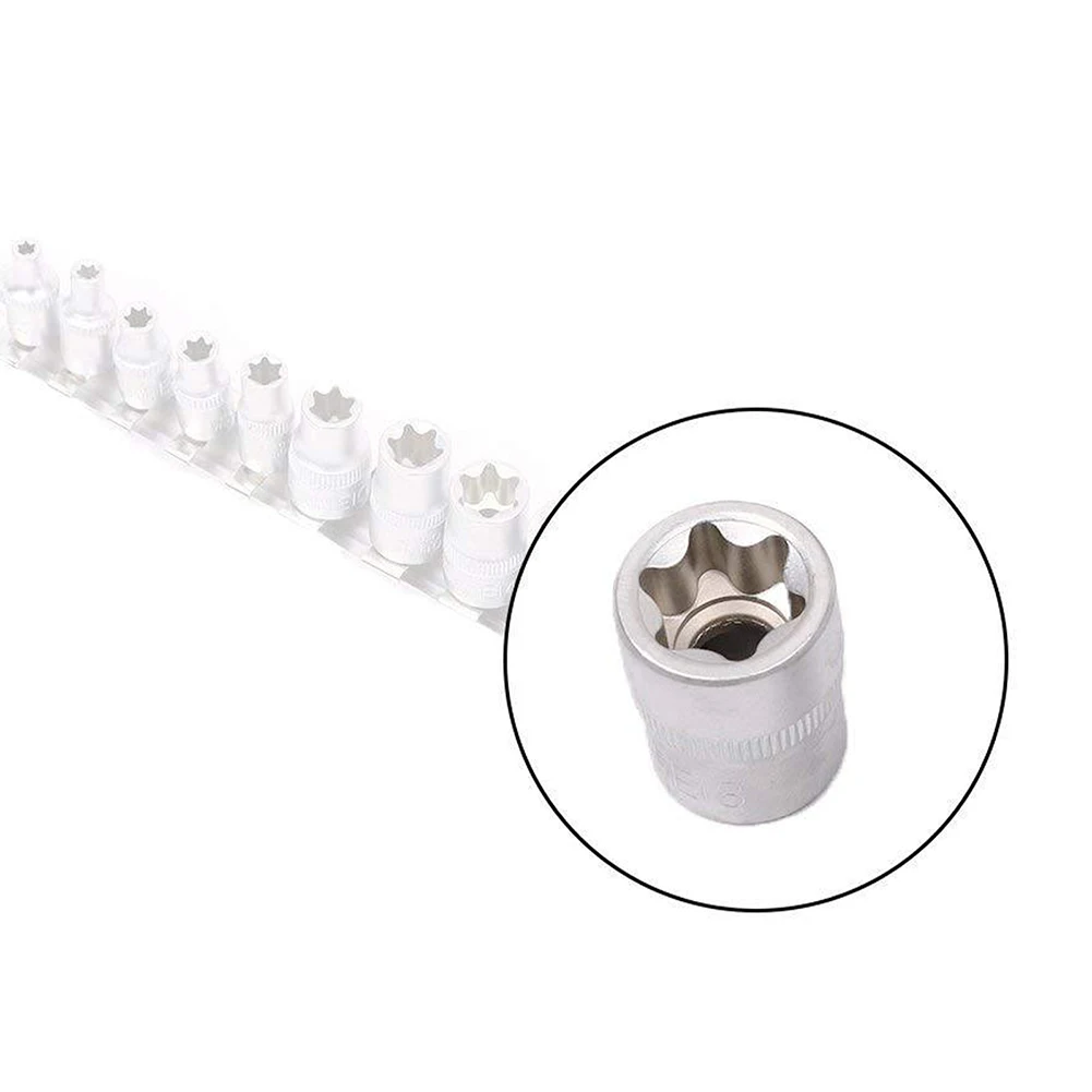 11PCS Outer Torx Socket Spanner Set 1/4 E4-E8 3/8 E10-E20 Inch Torx Key Nut Rail Set High Carbon Steel Silver Hand Tools Parts
11PCS Outer Torx Socket Spanner Set 1/4 E4-E8 3/8 E10-E20 Inch Torx Key Nut Rail Set High Carbon Steel Silver Hand Tools Parts