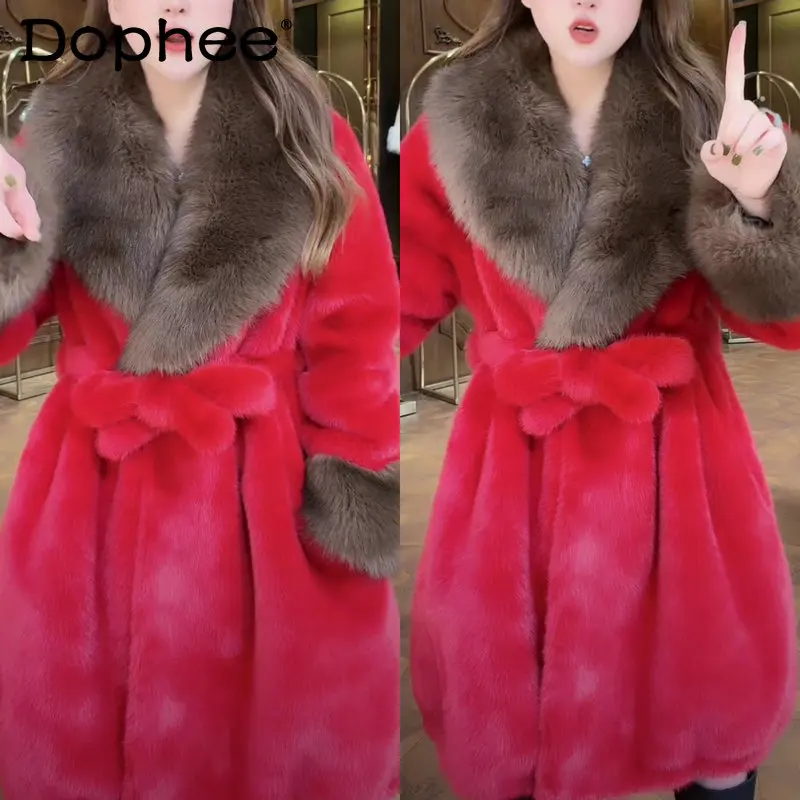 High-End Fur Coat Mink Fur Trench Coat Fashion Big Fur Collar Imitation Furry Jacket Overcoat Winter Thick Warm Women Clothes
High-End Fur Coat Mink Fur Trench Coat Fashion Big Fur Collar Imitation Furry Jacket Overcoat Winter Thick Warm Women Clothes