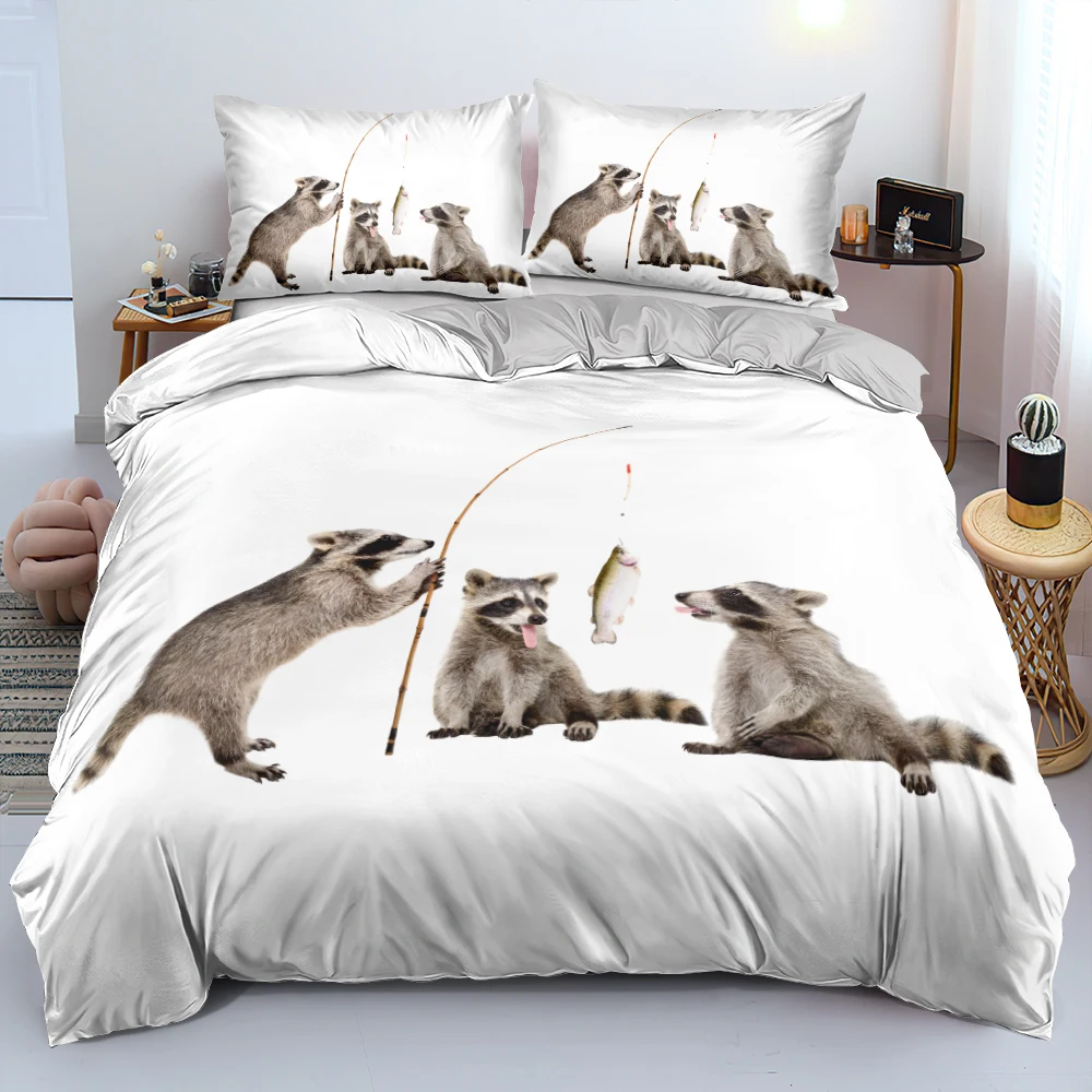 3D Quality Duvet Cover Set Fishing Raccoon Pattern Quilt Cover Set White Bedding Set Pillow Cases Twin Double Queen King Sizes
3D Quality Duvet Cover Set Fishing Raccoon Pattern Quilt Cover Set White Bedding Set Pillow Cases Twin Double Queen King Sizes