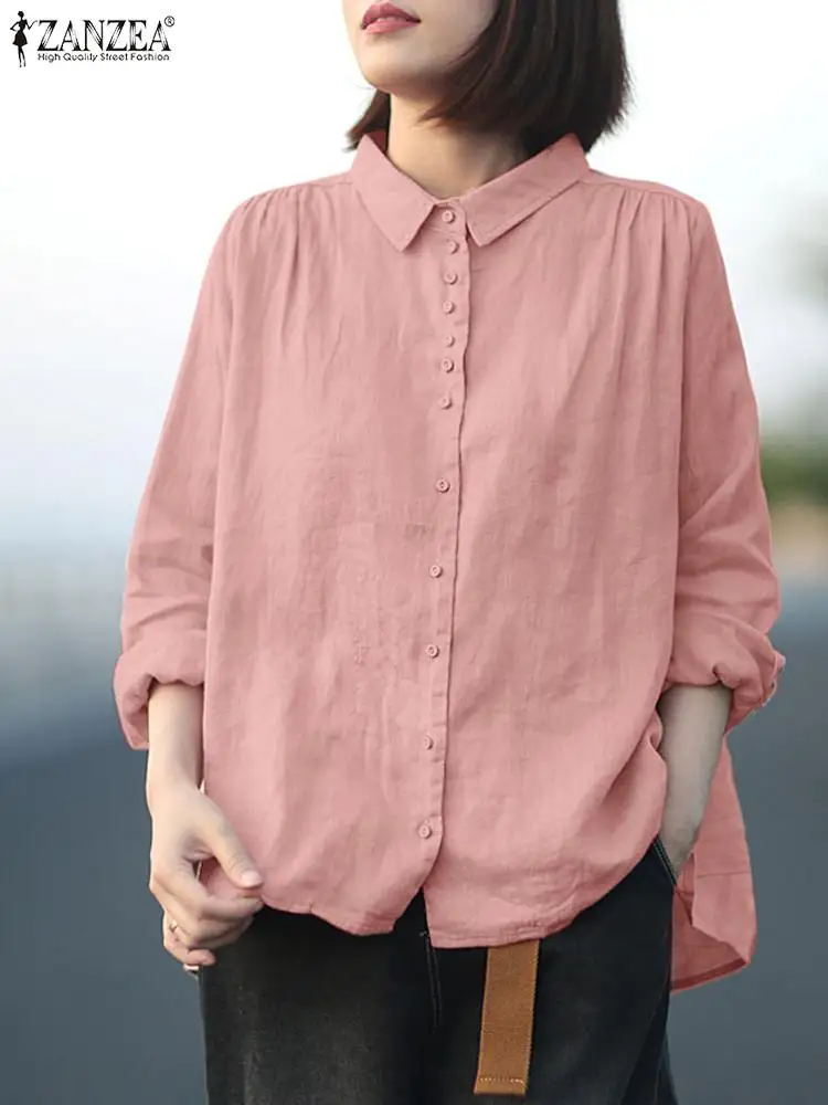 ZANZEA Vintage Women Lapel Neck Long Sleeve Shirt Fashion Buttons Down Blusas Casual Loose Tunic Tops Oversize Autumn Blouse 
ZANZEA Vintage Women Lapel Neck Long Sleeve Shirt Fashion Buttons Down Blusas Casual Loose Tunic Tops Oversize Autumn Blouse