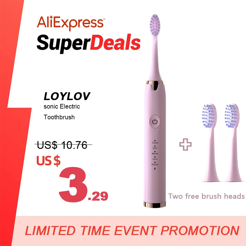 LOYLOV NEW sonic Electric Toothbrush Electric Soft Bristle Toothbrush Vibrating electric toothbrushes With 3 Toothbrush Heads
LOYLOV NEW sonic Electric Toothbrush Electric Soft Bristle Toothbrush Vibrating electric toothbrushes With 3 Toothbrush Heads