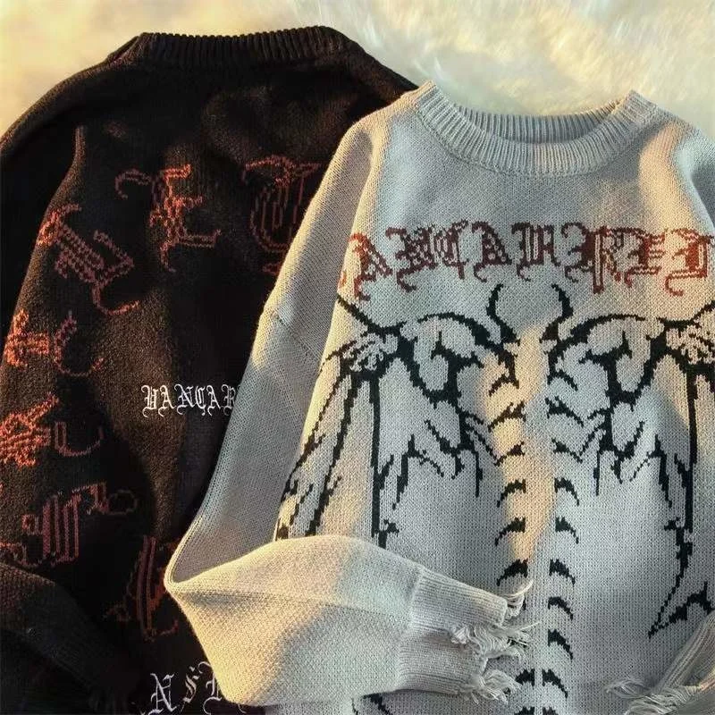 

Retro Fairy Grunge Aesthetic Sweater Women Goth Punk Harajuku Tops Y2k Dark Alternative Women Clothes 2021 Korean Fashion