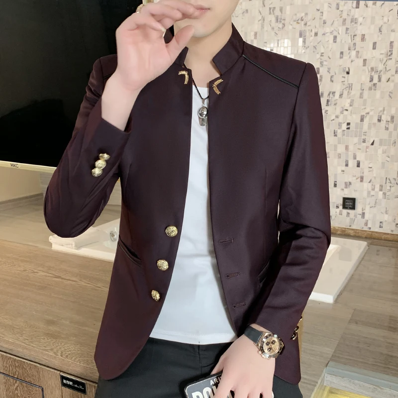 2022 Men Fashion Stand Collar Slim Fit Chinese High Quality Blends Suit Jacket / Men Casual Trend Formal Blazer Coat
2022 Men Fashion Stand Collar Slim Fit Chinese High Quality Blends Suit Jacket / Men Casual Trend Formal Blazer Coat