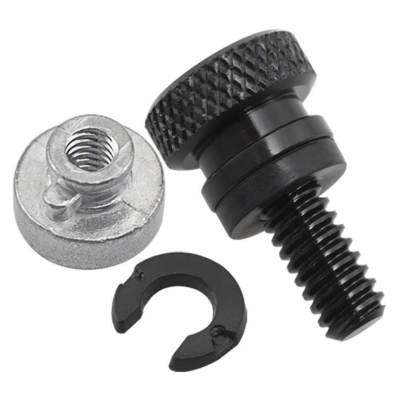 

1/4In Black Rear Fender Passenger Seat Bolt Tab Screw Nut for Sportster XL 883 1200 Fatboy Road King Softail