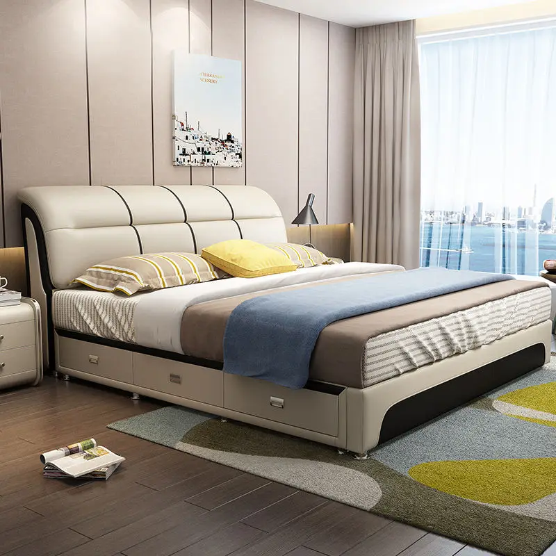 XK Leather Double Bed Simple Modern Leather Bed Leather Bed Tatami Small Apartment 1.5 M 1.8 M 
XK Leather Double Bed Simple Modern Leather Bed Leather Bed Tatami Small Apartment 1.5 M 1.8 M