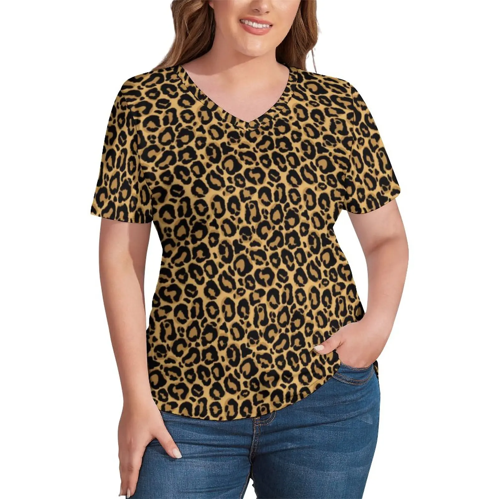 Cheetah Brown Orange T-Shirts Leopard Animal Print V Neck Street Oversized T Shirt Short Sleeves Elegant Tshirt Beach Print Tees
Cheetah Brown Orange T-Shirts Leopard Animal Print V Neck Street Oversized T Shirt Short Sleeves Elegant Tshirt Beach Print Tees